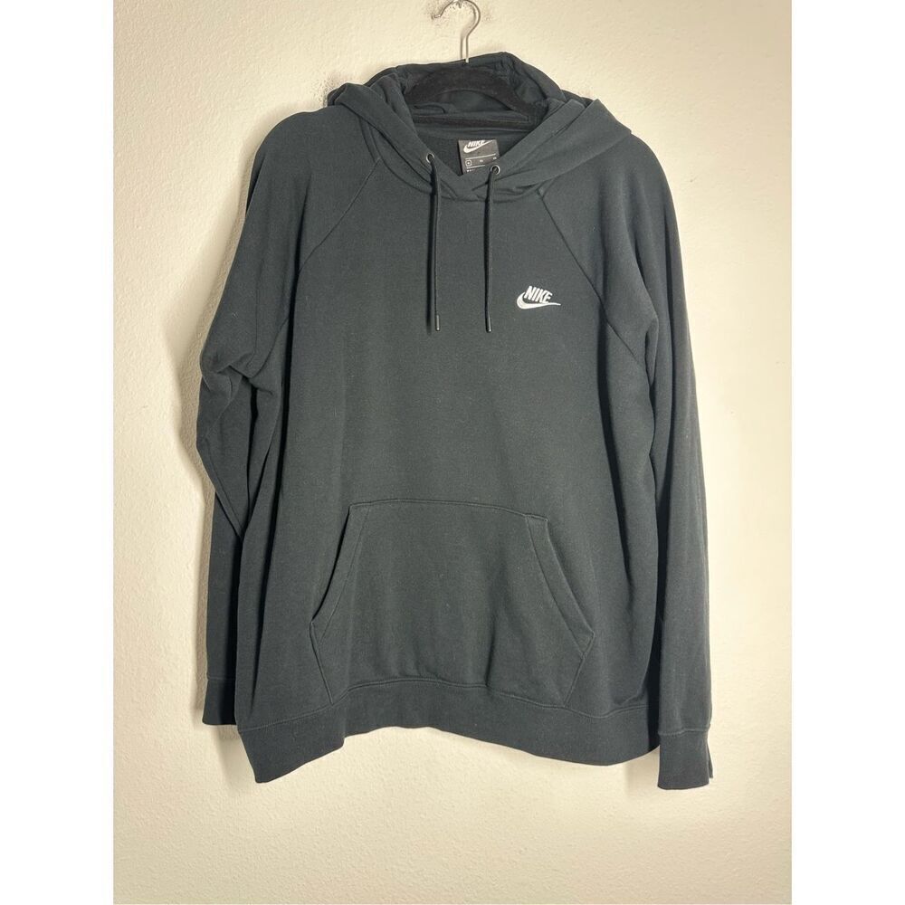 Nike Pullover Activewear Hoodie Men's Sz XL Black Raglan Sleeve Drawstring